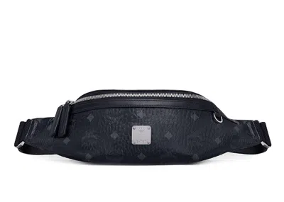 Pre-owned Mcm Women's  Slim Fursten Belt Bag Small Visetos In Black