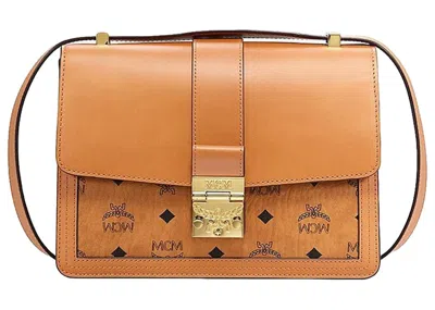 Pre-owned Mcm Women's  Tracy Shoulder Bag Medium In Visetos Cognac