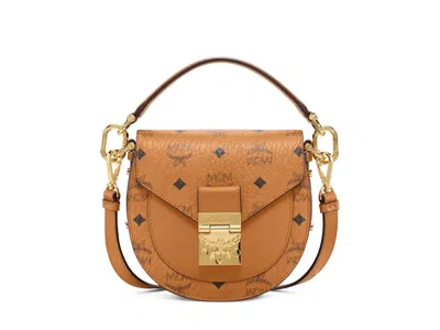 Pre-owned Mcm Women's  Tracy Shoulder Bag Mini Visetos In Cognac