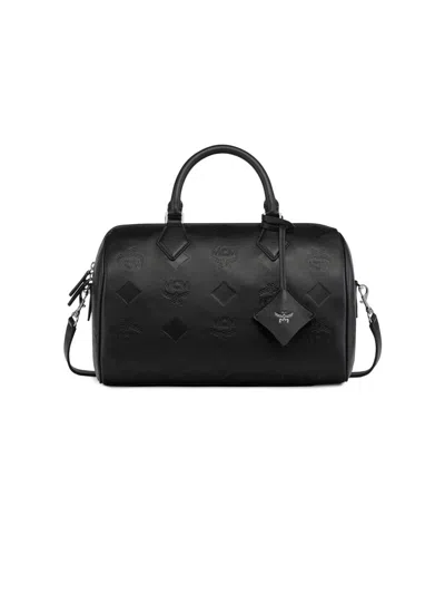Mcm Women's Medium Ella Leather Boston Bag In Black