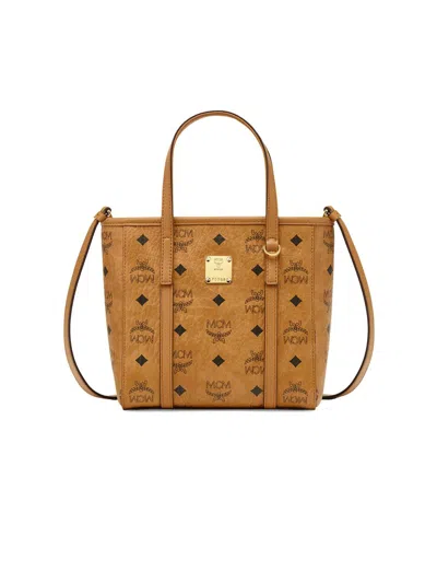 Mcm Women's Mini Toni Visetos Cotton Shopper Tote Bag In Brown