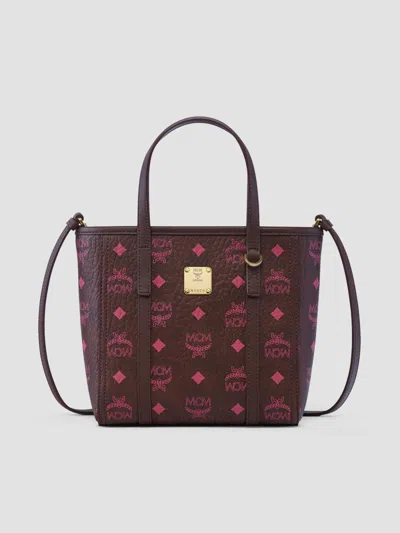 Mcm Women's Mini Toni Visetos Cotton Shopper Tote Bag In Cinnamon