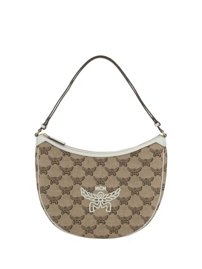 Mcm Women Moon Shoulder Bag In Cream