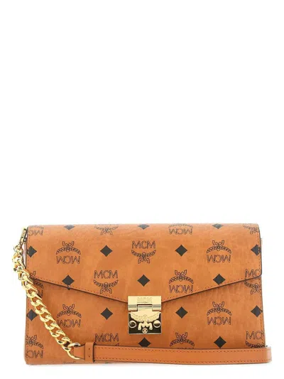 Mcm Tracy Crossbody Wallet In Visetos In Cognac