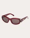 Mcm Smoke Oval Ladies Sunglasses Mw0006 69a 53 In Shiny Bordeaux/smoke
