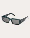 Mcm Women's Shiny Dark Green & Green Geometric Sunglasses In Shiny Dark Green/green
