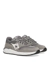 Mcm Skywander Lo Sneakers In Calf Suede And Leather In Ice Grey