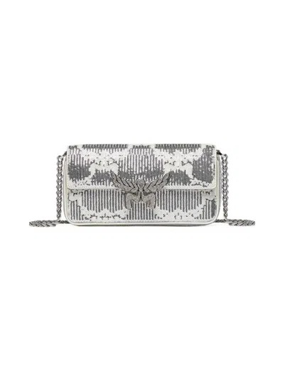 Mcm Women's Small Himmel Sparkly Leather Shoulder Bag In Silver