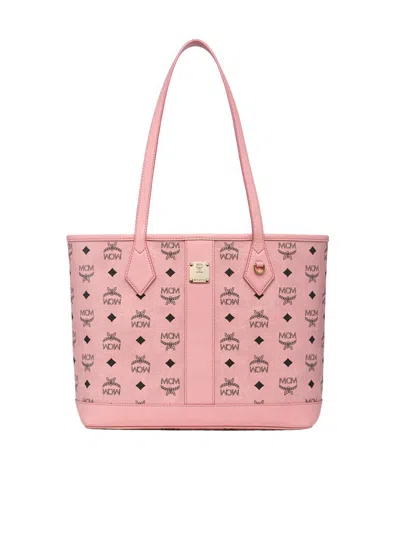 Mcm Women's Small Liz Visetos Canvas Shopper Tote Bag In Pink