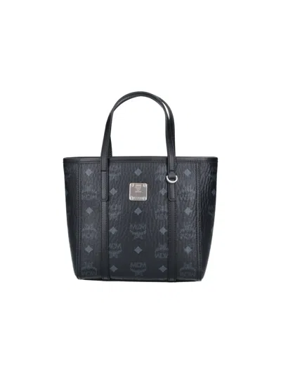 Mcm Women's Structured Shoulder Bag With Soft-touch Fabric Lining In Black