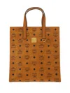 Mcm Small Aren Monogram-pattern Tote Bag In Brown