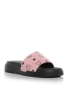 Mcm Visetos Slide Sandals In Soft Pink