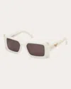 Mcm 52mm Rectangular Sunglasses In White/smoke