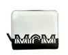 Mcm Women's White Black Contrast Logo Small Zip Wallet In White / Black