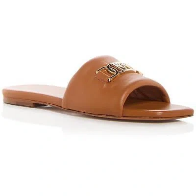 Pre-owned Mcm Womens Travia Leather Chain Slip-on Slide Sandals Shoes Bhfo 0630