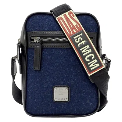 Pre-owned Mcm Wool Leather Shoulder Bag () In Black