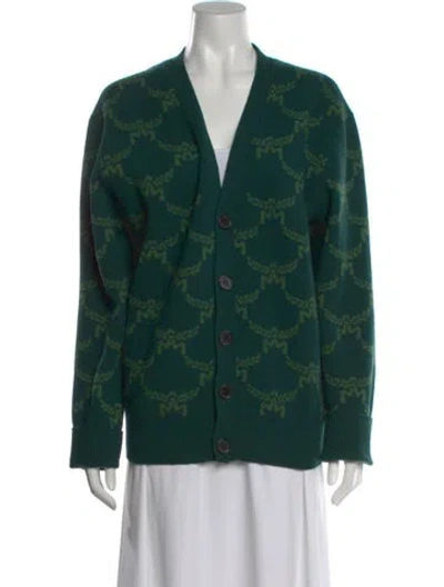 Pre-owned Mcm Wool Printed Sweater In Green