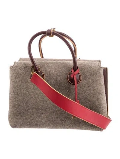 Pre-owned Mcm Wool Shoulder Bag In Neutral