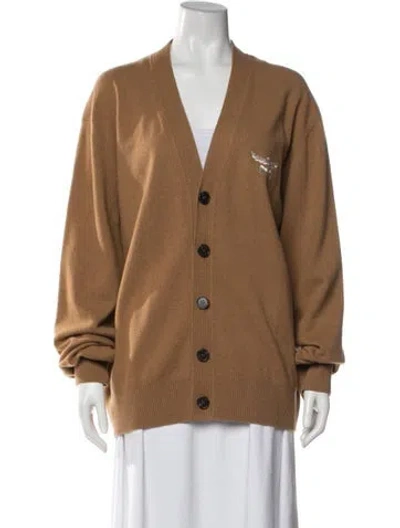 Pre-owned Mcm Wool V-neck Sweater In Brown