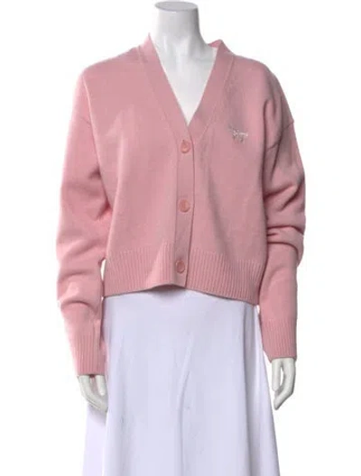 Pre-owned Mcm Wool V-neck Sweater In Pink