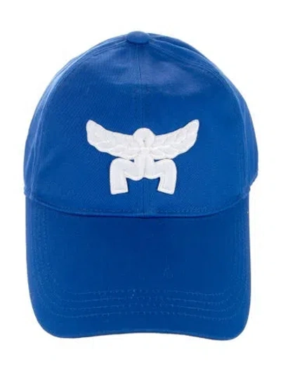 Pre-owned Mcm Worldwide Adjustable Essential Logo Cap In Cotton Twill Blue W/tags
