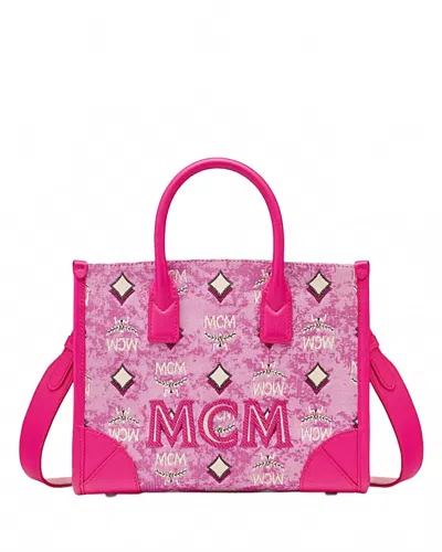 Mcm Worldwide Women's München Tote Bag In Pink Vintage Monogram Jacquard In Multi