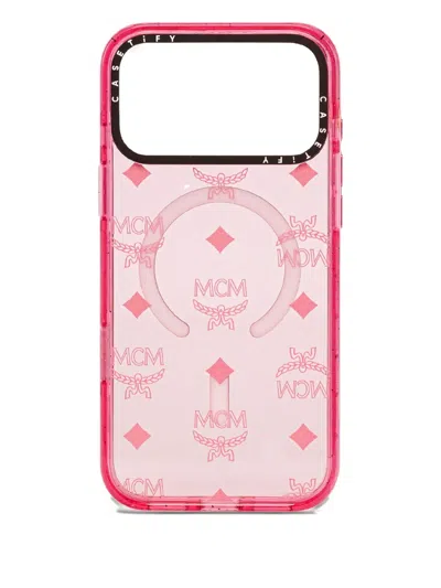 Mcm X Casetify Monogram-pattern Iphone 17 Pro Case In Pink