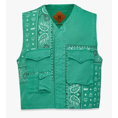 Mcm X Kasina Bandana Monogram Gilet In Oxford Cotton In Green