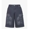 Mcm X Kasina Bandana Monogram Shorts In Denim Jacquard In Gray