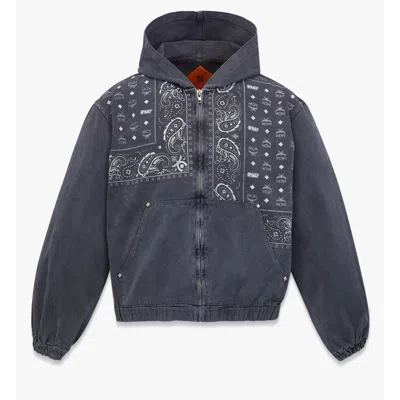Mcm X Kasina Bandana Monogram Zip Hoodie In Oxford Cotton In Blue