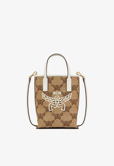 Mcm X-mini Himmel Jacquard Crossbody Bag In Beige