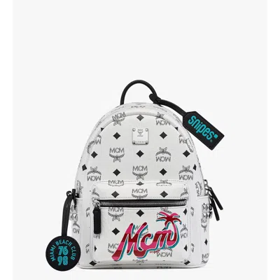 Mcm X Snipes Stark Side Studs Backpack In Visetos In White
