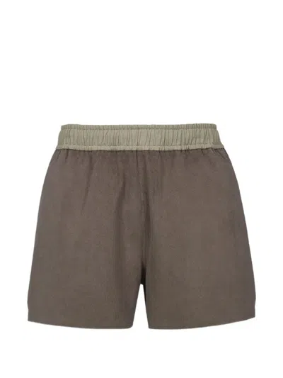 Mcm X We The Best Dj Khaled's Logo-embroidered Elasticated Shorts In Brown