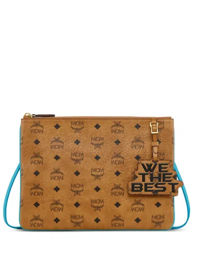Mcm X We The Best Medium Visetos Logo-print Pouch In Brown