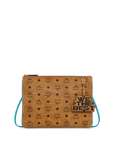 Mcm X Wtb Allover Logo Flat Pouch In Red