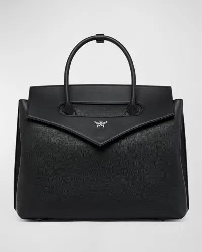Mcm Xl Diamond Calf Leather Tote Bag In Black