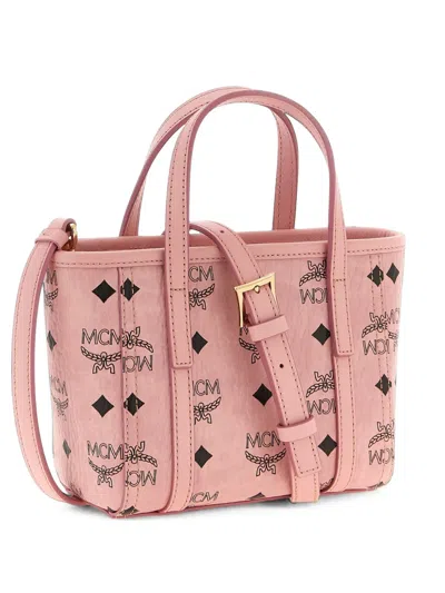 Mcm X-mini Toni Visetos Monogram Top-zip Tote Bag In Pink