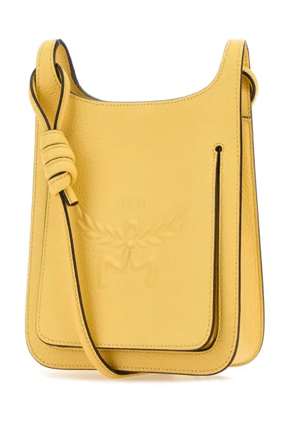 MCM YELLOW LEATHER MINI HIMMEL HOBO CROSSBODY BAG