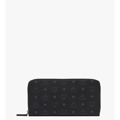 Mcm Zip Around Wallet In Visetos In Black