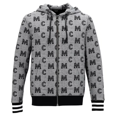 Mcm Zip-hoodie Allover Print In Gray