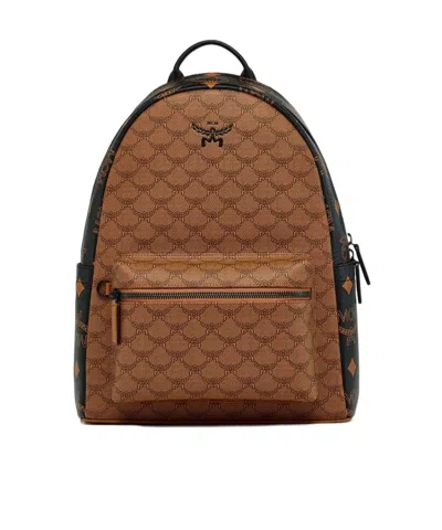 Mcm Zip-up Backpack In Brown