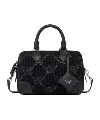 Mcm Zip-up Top Handle Bag In Black
