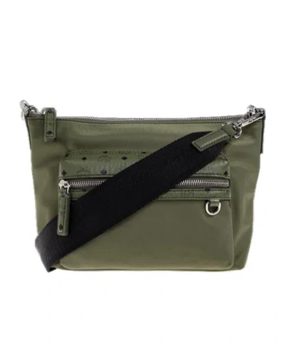 Mcm Zipper Shoulder Bag In Green