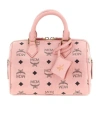 Mcm Structured Top Handle Handbag With Detachable Strap In Pink