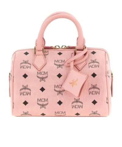 Mcm Zipper Shoulder Bag In Pink