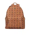 Mcm Studded Front Zip Backpack In Brown