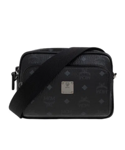 Mcm Zippered Shoulder Bag In Black