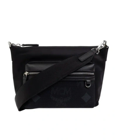 Mcm Zippered Shoulder Bag In Black