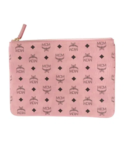 Mcm Zip-top Clutch In Pink