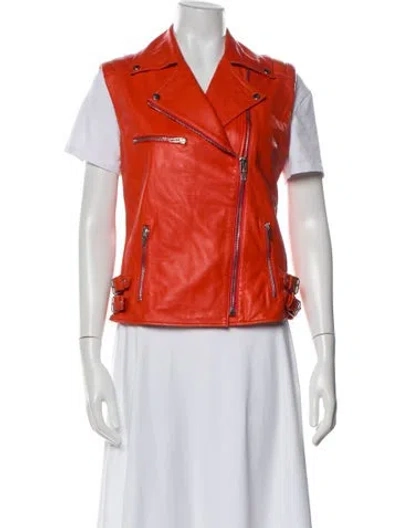 Pre-owned Mcq By Alexander Mcqueen 2014 Lamb Leather Biker Jacket W/ Tags In Red